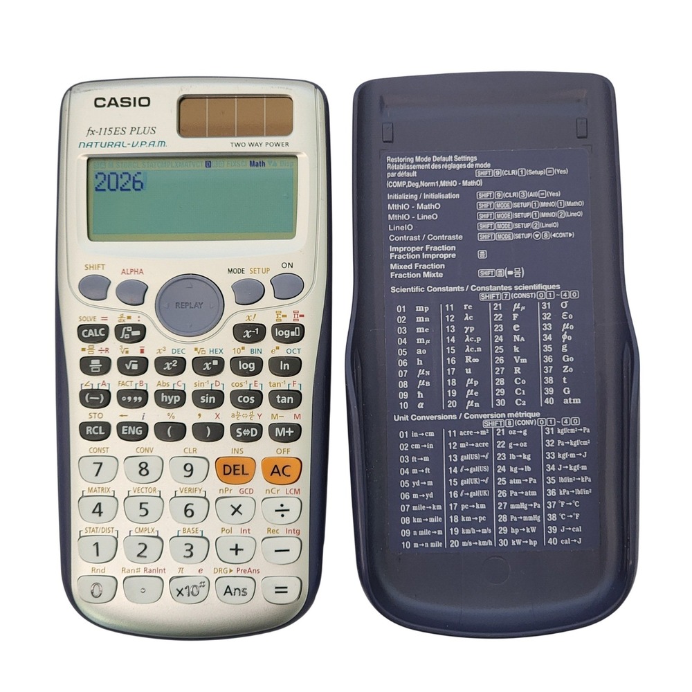 Casio fx-115ES PLUS Scientific Calculator Natural VPAM Solar Battery Silver Blue